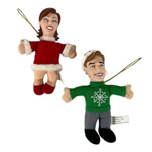 Kurt Adler “Perfect Holiday Couple” Ornament Set of 2 Vintage Plush Ornaments 7”